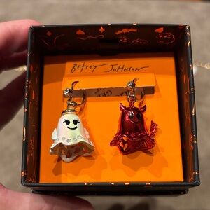 Betsey Johnson Red and White Ghost and Devil Earrings